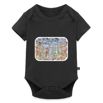 Allemagne Aquarelle Esquisse Dessinée à la main Illustration - Body à manches courtes Premium Bébé - noir - Devant