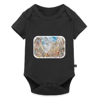 Barcelone Espagne Aquarelle Esquisse Dessin Dessiné - Body à manches courtes Premium Bébé - noir - Devant