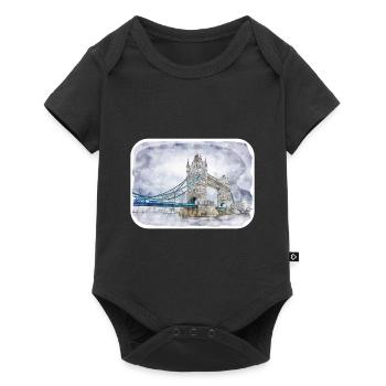 Uk Landmark Watercolor Sketch Painting Illustratio - Baby Premium short-sleeve bodysuit - black - Front