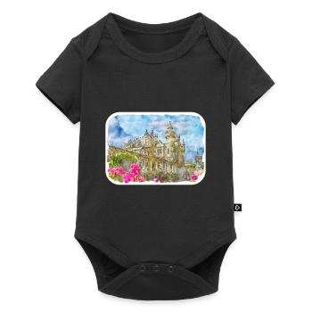 Schottland UK Aquarellskizze Gezeichnete Illustration - Baby Premium Kurzarmbody - Schwarz - Vorne
