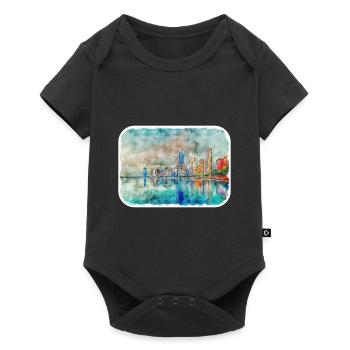 Chicago USA Watercolor Sketch Drawn Illustration - Baby Premium short-sleeve bodysuit - black - Front