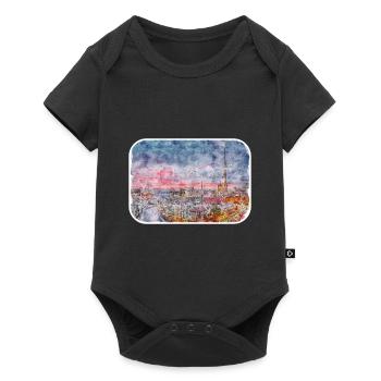 Berlin Allemagne Aquarelle Esquisse Dessinée Peinture - Body à manches courtes Premium Bébé - noir - Devant