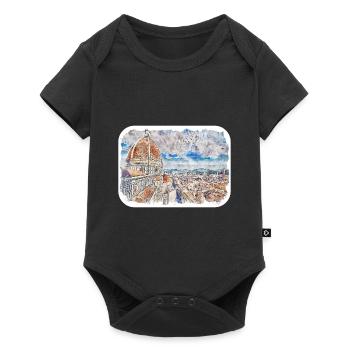 Florence Italie Aquarelle Esquisse Peinture Dessinée - Body à manches courtes Premium Bébé - noir - Devant