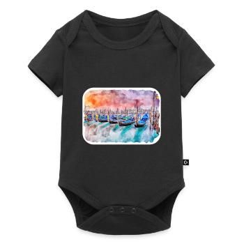 Italy Watercolor Sketch Hand Drawn Illustration - Baby Premium short-sleeve bodysuit - black - Front