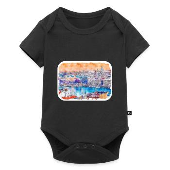 Budapest Hongrie Aquarelle Sketch Illustration - Body à manches courtes Premium Bébé - noir - Devant