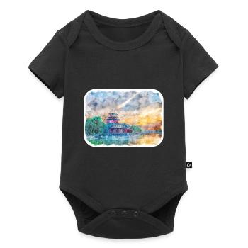 China Watercolor Sketch Hand Drawn Illustration - Baby Premium short-sleeve bodysuit - black - Front
