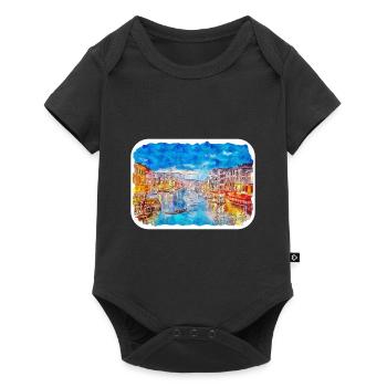 Venise Italie Aquarelle Esquisse Illustration - Body à manches courtes Premium Bébé - noir - Devant