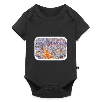 Busan South Korea Watercolor Sketch Illustration - Baby Premium short-sleeve bodysuit - black - Front