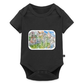 Belgique Repère Aquarelle Esquisse Dessin de Peinture - Body à manches courtes Premium Bébé - noir - Devant