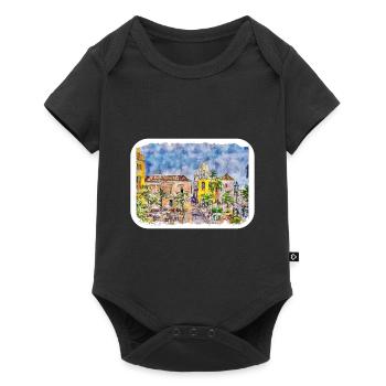 Cartagena Kolumbien Aquarell Skizze Gezeichnet Illustr - Baby Premium Kurzarmbody - Schwarz - Vorne