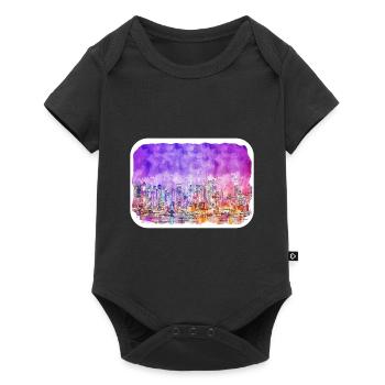 New York Usa Watercolor Sketch Drawing - Baby Premium short-sleeve bodysuit - black - Front