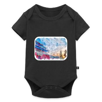 China Landmark Watercolor Sketch Paint Illustratio - Baby Premium short-sleeve bodysuit - black - Front