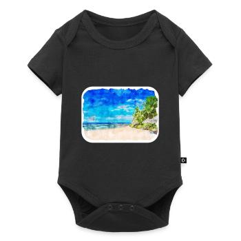 Maldives Watercolor Sketch Hand Drawn Illustration - Baby Premium short-sleeve bodysuit - black - Front