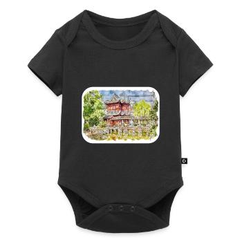 China Watercolor Sketch Hand Drawn Illustration - Baby Premium short-sleeve bodysuit - black - Front