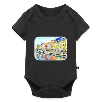 Copenhague Danemark Aquarelle Esquisse Dessinée Paintin - Body à manches courtes Premium Bébé - noir - Devant