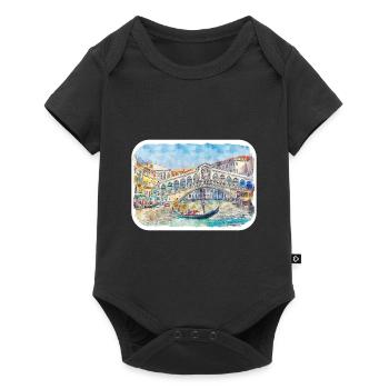 Venedig Italien Aquarellskizze Gezeichnete Illustration - Baby Premium Kurzarmbody - Schwarz - Vorne