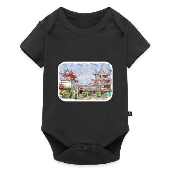China Watercolor Sketch Hand Drawn Illustration - Baby Premium short-sleeve bodysuit - black - Front