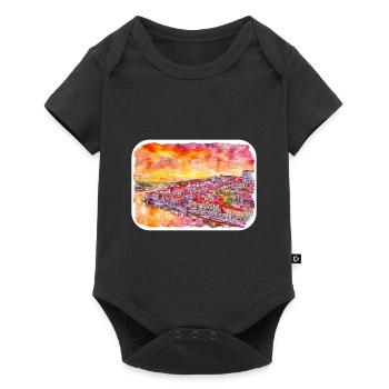 Lisbon Portugal Watercolor Sketch Drawn Painting - Baby Premium short-sleeve bodysuit - black - Front
