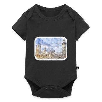 Uk Landmark Watercolor Sketch Painting Illustratio - Baby Premium short-sleeve bodysuit - black - Front