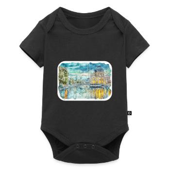 Berlin Allemagne Aquarelle Esquisse Dessinée Peinture - Body à manches courtes Premium Bébé - noir - Devant