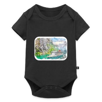 Norvège Aquarelle Esquisse Dessinée à la main Illustration - Body à manches courtes Premium Bébé - noir - Devant
