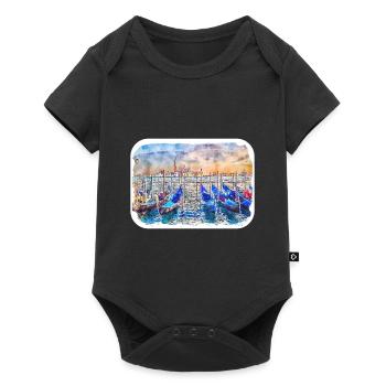 Venise Italie Aquarelle Esquisse Illustration - Body à manches courtes Premium Bébé - noir - Devant