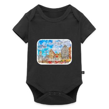 Danzig Polen Aquarellskizze Gezeichnete Illustration - Baby Premium Kurzarmbody - Schwarz - Vorne
