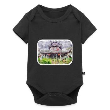 China Watercolor Sketch Hand Drawn Illustration - Baby Premium short-sleeve bodysuit - black - Front