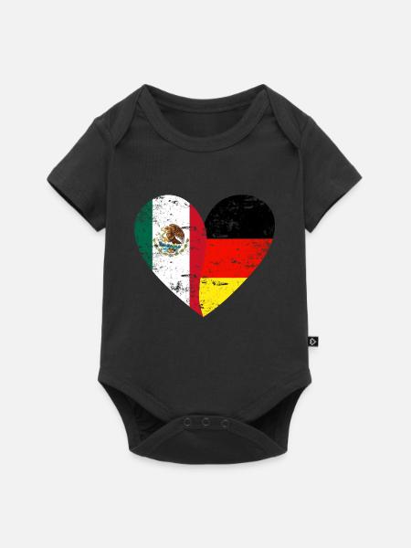 Mexico Germany Grunge Flaggenherz - Baby Premium Kurzarmbody - Schwarz