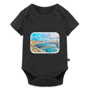 Malta Landmark Watercolor Sketch Paint Illustratio - Baby Premium short-sleeve bodysuit - black - Front