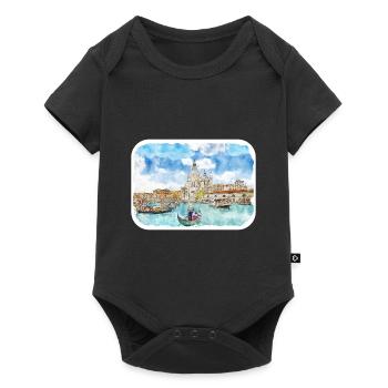 Italie Aquarelle Esquisse Dessinée à la main Illustration - Body à manches courtes Premium Bébé - noir - Devant