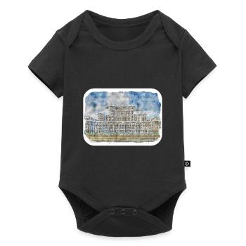 Roumanie Landmark Aquarelle Esquisse Dessin de peinture - Body à manches courtes Premium Bébé - noir - Devant