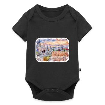 Edinburgh Schottland UK Aquarell Skizze gezeichnet Schmerz - Baby Premium Kurzarmbody - Schwarz - Vorne