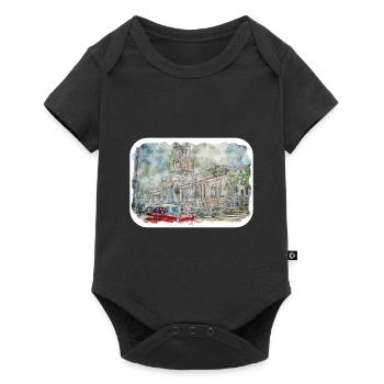 Habana Cuba Aquarelle Esquisse Dessinée Illustration - Body à manches courtes Premium Bébé - noir - Devant