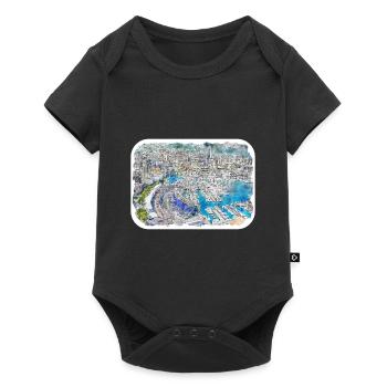 Monaco Landmark Aquarelle Esquisse Dessin de peinture - Body à manches courtes Premium Bébé - noir - Devant