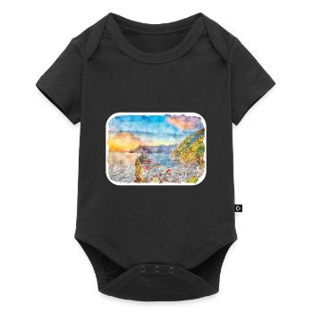 Italie Aquarelle Esquisse Dessinée à la main Illustration - Body à manches courtes Premium Bébé - noir - Devant