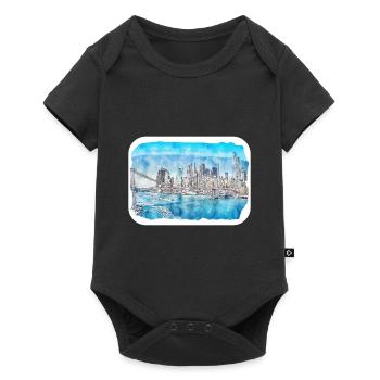 New York Usa Watercolor Sketch - Baby Premium short-sleeve bodysuit - black - Front