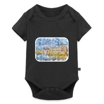 Binnenhof Hague Pays-Bas Dessin à l’aquarelle - Body à manches courtes Premium Bébé - noir - Devant