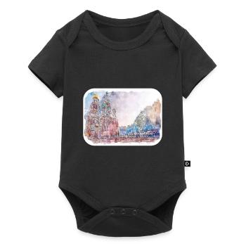 St Petersburg Russia Watercolor Sketch Painting - Baby Premium short-sleeve bodysuit - black - Front