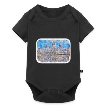 Budapest Hongrie Aquarelle Sketch Illustration - Body à manches courtes Premium Bébé - noir - Devant