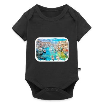 Italie Aquarelle Esquisse Dessinée à la main Illustration - Body à manches courtes Premium Bébé - noir - Devant