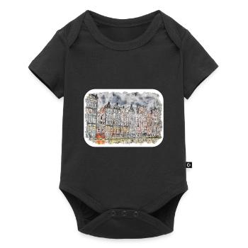 Amsterdam Netherlands Watercolor Sketch Drawn Pain - Baby Premium short-sleeve bodysuit - black - Front