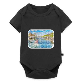Paris France Watercolor Sketch Drawn Illustration - Baby Premium short-sleeve bodysuit - black - Front