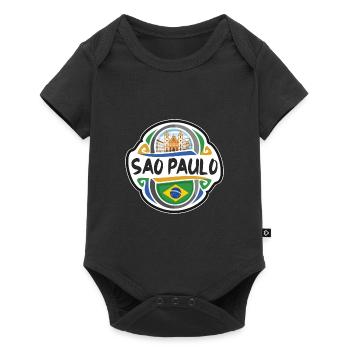 Sao Paulo Brazil Flag Badge Travel Souvenir Stamp - Baby Premium short-sleeve bodysuit - black - Front