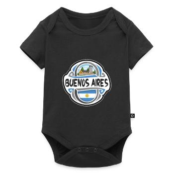 Buenos Aires Argentine Drapeau Voyage Souvenir Badge - Body à manches courtes Premium Bébé - noir - Devant