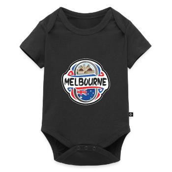 Melbourne Australie Drapeau Voyage Souvenir Badge Sta - Body à manches courtes Premium Bébé - noir - Devant