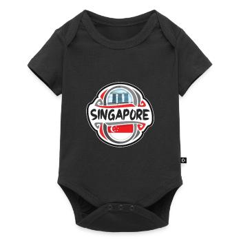 Singapur Singapur Flagge Reise Souvenir Abzeichen Sta - Baby Premium Kurzarmbody - Schwarz - Vorne
