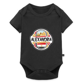 Alexandria Egypt Flag Badge Travel Souvenir Stamp - Baby Premium short-sleeve bodysuit - black - Front