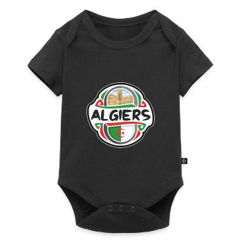 Algiers Algeria Flag Badge Travel Souvenir Stamp - Baby Premium short-sleeve bodysuit - black - Front