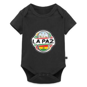 La Paz Bolivie Drapeau Badge Voyage Souvenir Timbre - Body à manches courtes Premium Bébé - noir - Devant